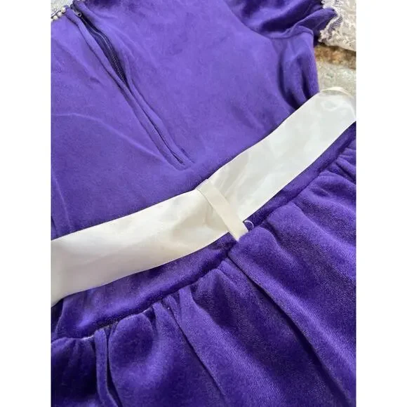 Vintage Classmate Fashions Velvet Purple Dress Ruffles Retro Kids Size 6